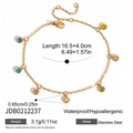 Goldfarbenes Edelstahlarmband mit mehrfarbigen Zirkonia-Anhängern und SKU-Daten - Minimalistisches Bunter Edelstein Armband (JDB0212237) / Gold