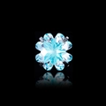 Elegant 8mm light blue faceted clover-shaped crystal stud earring for cartilage piercing - Cartilage Stud Earrings / 1 Piece / Light Sea Blue