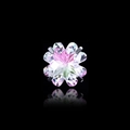 Premium 8mm gradient crystal four-leaf clover ear bone piercing stud in black setting - Cartilage Stud Earrings / 1 Piece / Pink & Green