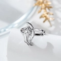 Elegant silver angel wing ear bone clip featuring a sparkling heart-shaped zircon stone - Single Piece / White