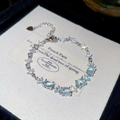 Elegantes verstellbares Armband im französischen Stil mit hellblauen Zirkoniasteinen. - Französisches Stern-Blaustein-Armband (11#) / Silber
