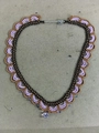 Bohemian lavender and black glass beaded scalloped lace necklace for resort style - Purple