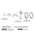 Detailed size and material specifications for stainless steel zircon earring set. - Combination Earring Set (JDE0307063-S) / Silver