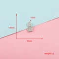 Dimensions détaillées du pendentif chat en acier inoxydable mesurant 14x8mm et 1g - Style Chat (5#) / Argent