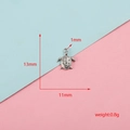 Vue détaillée du pendentif tortue de mer en argent avec dimensions 13mm x 11mm pour bijoux - Style Tortue (6#) / Argent