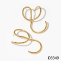 Creative golden stainless steel earrings with unique minimalist geometric curved design - Minimalist Geometric Curve Style (D3349) / Gold