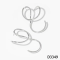Modern creative geometric stainless steel earrings with abstract loop design in silver - Minimalist Geometric Curve Style (D3349) / Silver