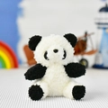 Close-up of a small black and white fluffy panda plush keychain for bag decoration - Regular Fit / 12cm (Bead Chain) / Panda Original