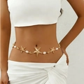 Elegante goldene Seestern und Perlen Bauchkette für Damen im Strandurlaub Stil - KC Gold (0301)