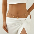 Elegante goldene Bauchkette mit Sonnen- Seestern- und Muschelanhängern für den Strand - KC Gold (5550)