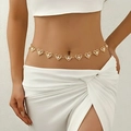 Elegante goldene Bauchkette in Herzform mit weißen Perlen für sexy Resort-Mode - KC Gold (DZ-615)