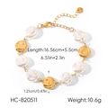 Detailed view of vintage stainless steel pearl bracelet with dimensions and weight info - European and American Vintage Pearl Style (HC-B20511)