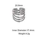 Especificaciones técnicas y guía de tallas para anillo de acero inoxidable geométrico - Estilo Geométrico Irregular Multicapa (JR1115-S7) / Plateado