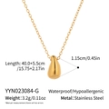 Polished golden teardrop pendant necklace in stainless steel, 40+5.5cm length, 3.2g - Gold (YYN023084-G)