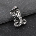 Vintage distressed titanium steel cobra snake pendant with a striking red gemstone eye - Cobra Style (KP117046-LU) / Pendant Only (No Chain)