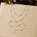 Elegant multi-layer silver beaded stainless steel chain necklace for a stylish look - Multi-layer Beads Style (N4152)