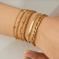 Sechsteiliges Set vergoldeter Edelstahl-Armbänder in verschiedenen Ketten-Designs - Gold Armband Sechser-Set Schlangenkette Seil (B2095)
