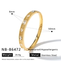 Detail of gold stainless steel bangle with zirconia, 8mm width and 50mm diameter - Vertical Stripe Geometric White Rhinestone Style (NB-B6472) / 18K Gold