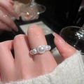 Elegant five-pearl silver ring with zircon accents in a minimalist open design - Silver Five-pearl Row Style (18#)