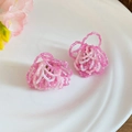 Boucles d'oreilles clous en perles roses faites main avec motif floral bohème pour femme - 14# Aiguille Argentée-rose