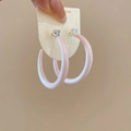 Eleganti orecchini a cerchio rosa perlato con borchie di cristallo su carta - 37# Fibbia per Orecchio a Semicerchio Perlato Rosa con Grande Strass