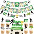 Kit decorazione compleanno calcio con striscione, topper per torta e sagome sportive - Set Decorazioni per Feste a Tema Calcio