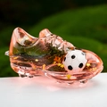 Porte-clés chaussure de foot dégradé rose avec mini ballons et étoiles dorées flottants - Rose