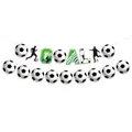 Soccer theme party banner set with GOAL letters and football patterns on white background - GOAL 3D Soccer Banner