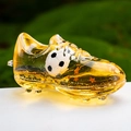 Porte-clés créatif en acrylique chaussure de foot jaune remplie de sable liquide - Jaune
