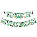 Striscione calcio Happy Birthday con sagome di giocatori e trofeo per compleanno - Banner con Lettere Happy Birthday