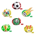 Set di decorazioni a spirale calcio con trofeo d'oro e medaglie in PVC colorato - Decorazione Sospesa a Spirale a Tema Calcio