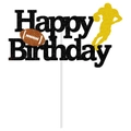Glitter American football cake topper with Happy Birthday text and athlete silhouette - Large Cake Topper
