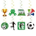 Soccer themed party hanging swirls with World Cup trophies and football emblems - Soccer Cheer Hanging Swirls