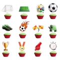 Lot de 12 décorations pour cupcakes sur le thème du football avec terrain et trophée - Style Petites Décorations Football