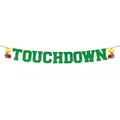 Striscione Touchdown verde glitterato con casco da football e dito di schiuma - Striscione TOUCHDOWN