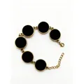 Vintage bronze World Cup themed glass gem bracelet with adjustable lobster clasp design - Antique Bronze