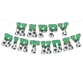 Striscione Happy Birthday a tema calcio con glitter verdi e motivi sportivi - Striscione di Compleanno di Calcio (W-000102-1)