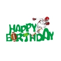 Grüner Happy Birthday Tortenaufsatz mit American Football Motiv und Spieler-Illustration - Großer Rugby Kuchenstecker