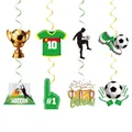 Decoración de fiesta de fútbol con trofeo dorado, camiseta y espirales de balones de fútbol - Espirales Colgantes de Fútbol Dorado