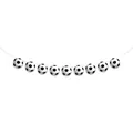 2026 World Cup soccer party banner with black and white football patterns for birthdays - 3D Soccer Ball Garland