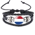 Detail of multi-layer braided leather bracelet with Netherlands flag glass charm - Netherlands Style