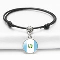 Verstelbare zwarte geweven armband met een glazen koepel van Guatemala vlag - Guatemala