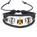 Detalle de pulsera de cuero multicapa con emblema de Palestina bajo cúpula de vidrio - Estilo Águila de Saladino (52300904) / 18mm