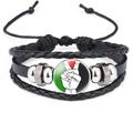 Pulsera de cuero multicapa con cúpula de cristal bandera Palestina y signo V - Estilo de Mano de Victoria (52300909) / 18mm