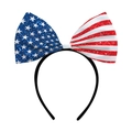 Glittery USA flag bow headband with stars and stripes for Independence Day party - Sequin Star-Spangled Pattern (J-0584-6)