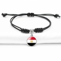 Bracciale regolabile in corda intrecciata nera con pendente tondo bandiera centrafricana - Egitto