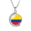 Detailed rotating moon alloy necklace featuring Colombia flag glass cabochon charm - Colombia Style (Rotatable)
