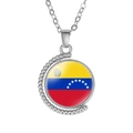Detail view of rotating moon necklace with Venezuela flag gem and silver chain - Venezuela Style (Rotatable)