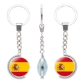 Rotating metal keychain featuring the Spanish flag design with a silver finish - Spain Style