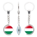 Detailed views of a rotating metal keychain featuring the Hungary flag design - Hungary